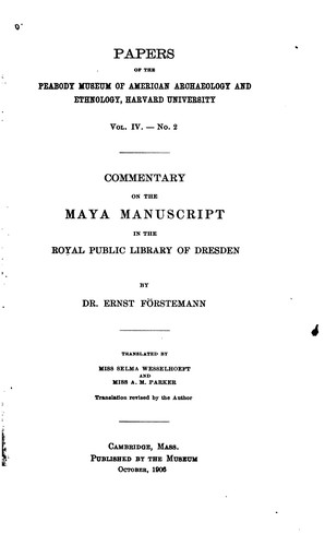 جلد کتاب Commentary on the Maya Manuscript in the Royal Public Library of Dresden