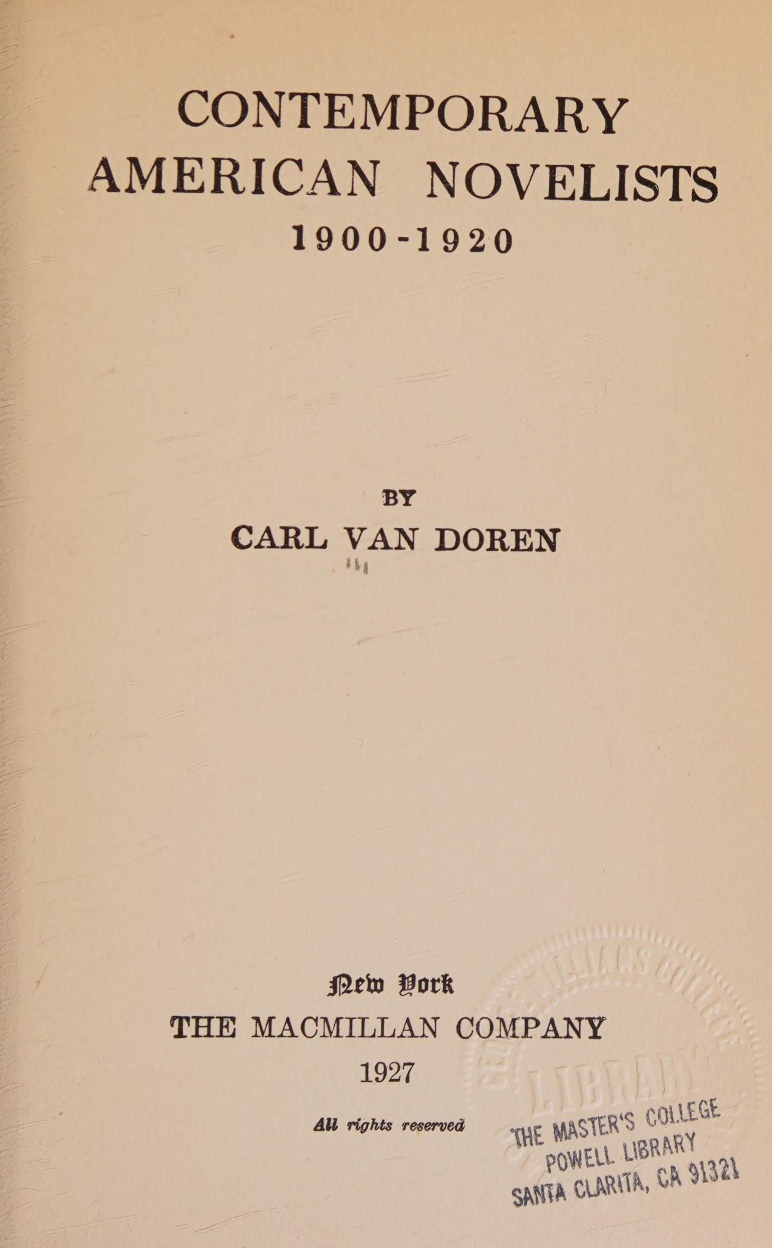 جلد کتاب Contemporary American Novelists (1900-1920)