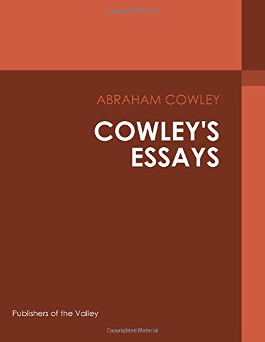 جلد کتاب Cowley's Essays