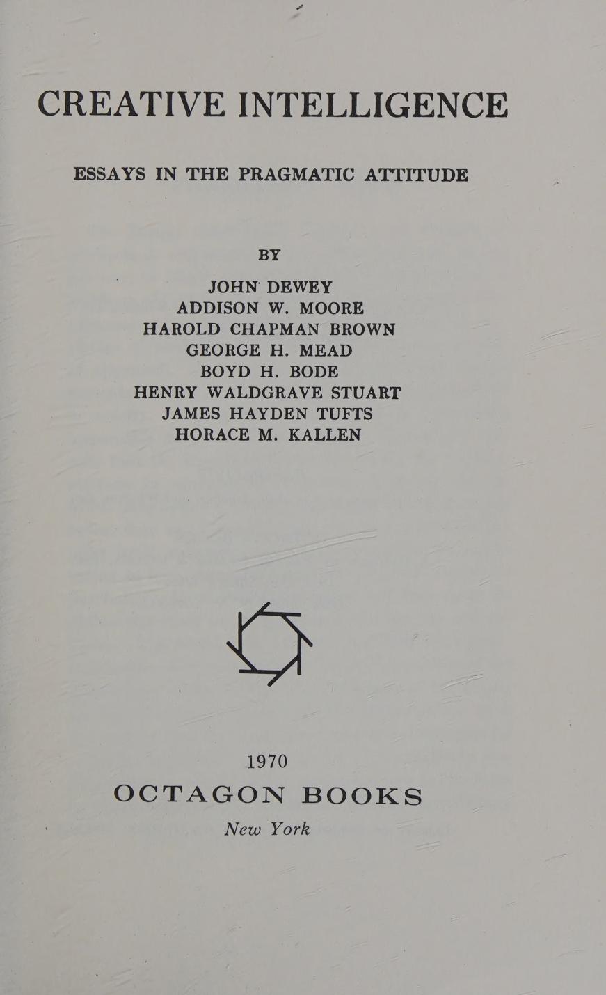 جلد کتاب Creative Intelligence: Essays in the Pragmatic Attitude