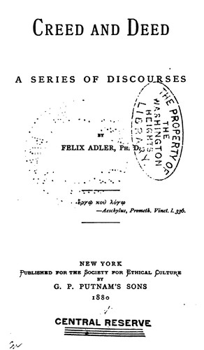 جلد کتاب Creed and Deed: A Series of Discourses