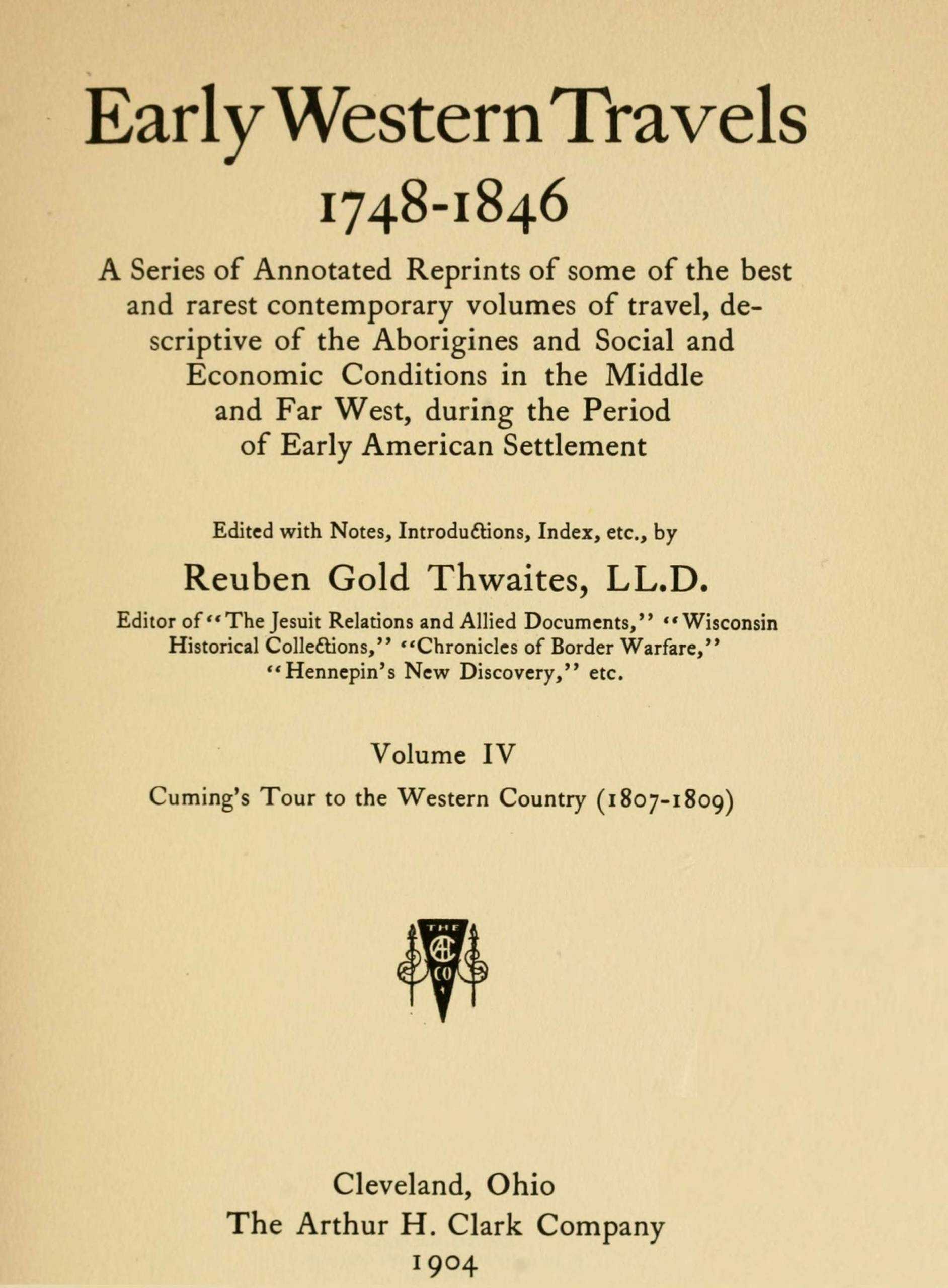 جلد کتاب Cuming's Tour to the Western Country (1807-1809)