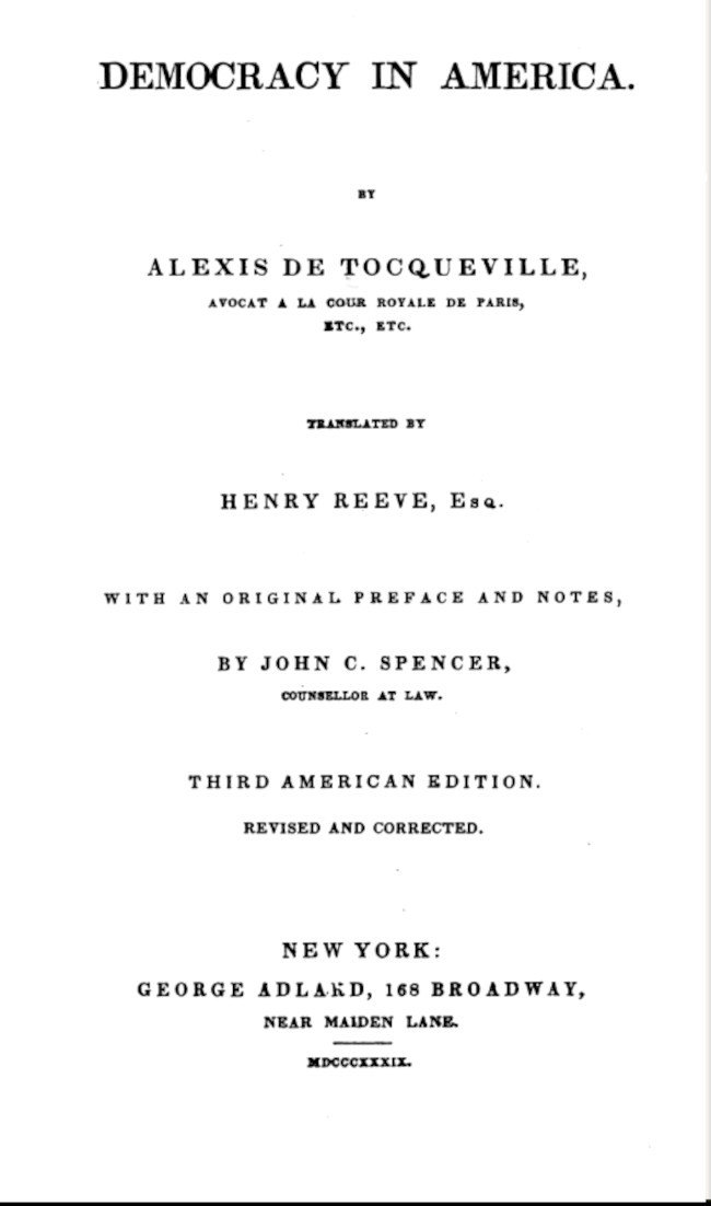جلد کتاب Democracy in America, Volume 1