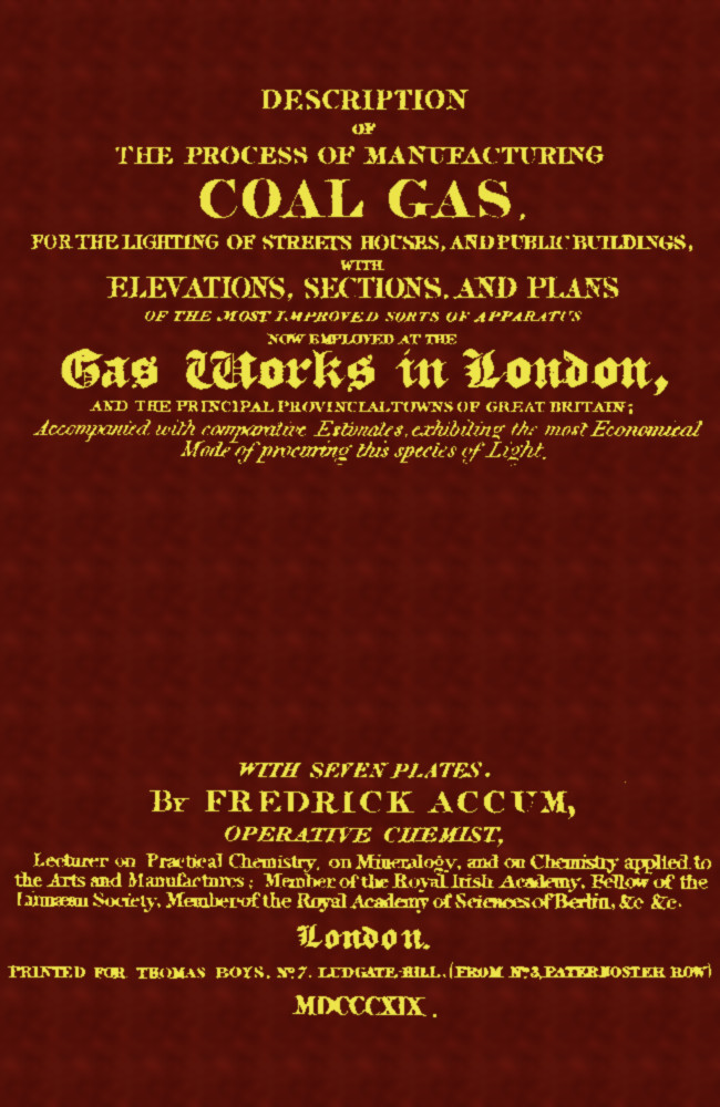 جلد کتاب Description of the Process of Manufacturing Coal Gas