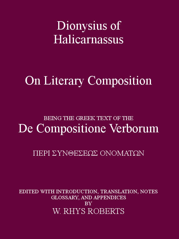 جلد کتاب Dionysius of Halicarnassus On Literary Composition
