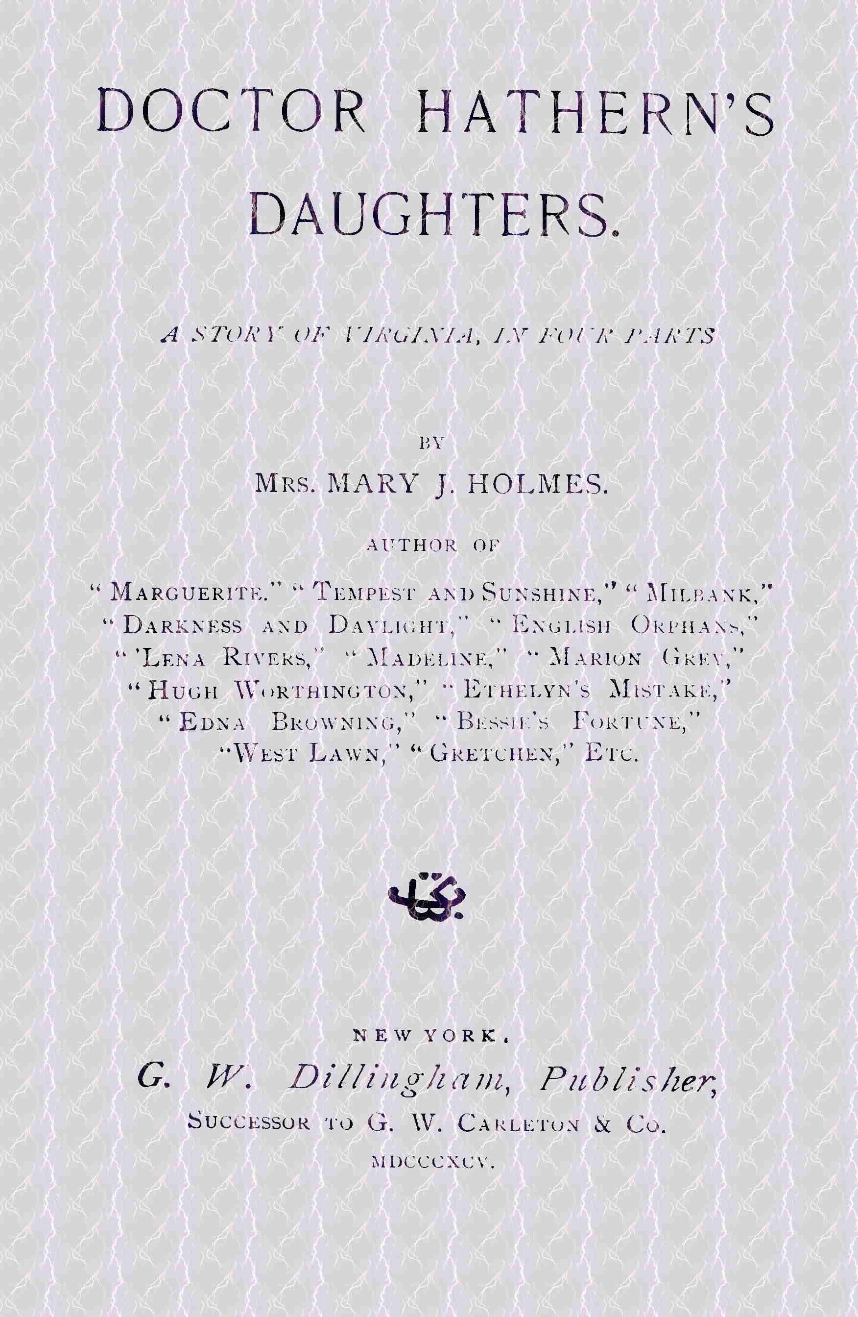 جلد کتاب Doctor Hathern's Daughters