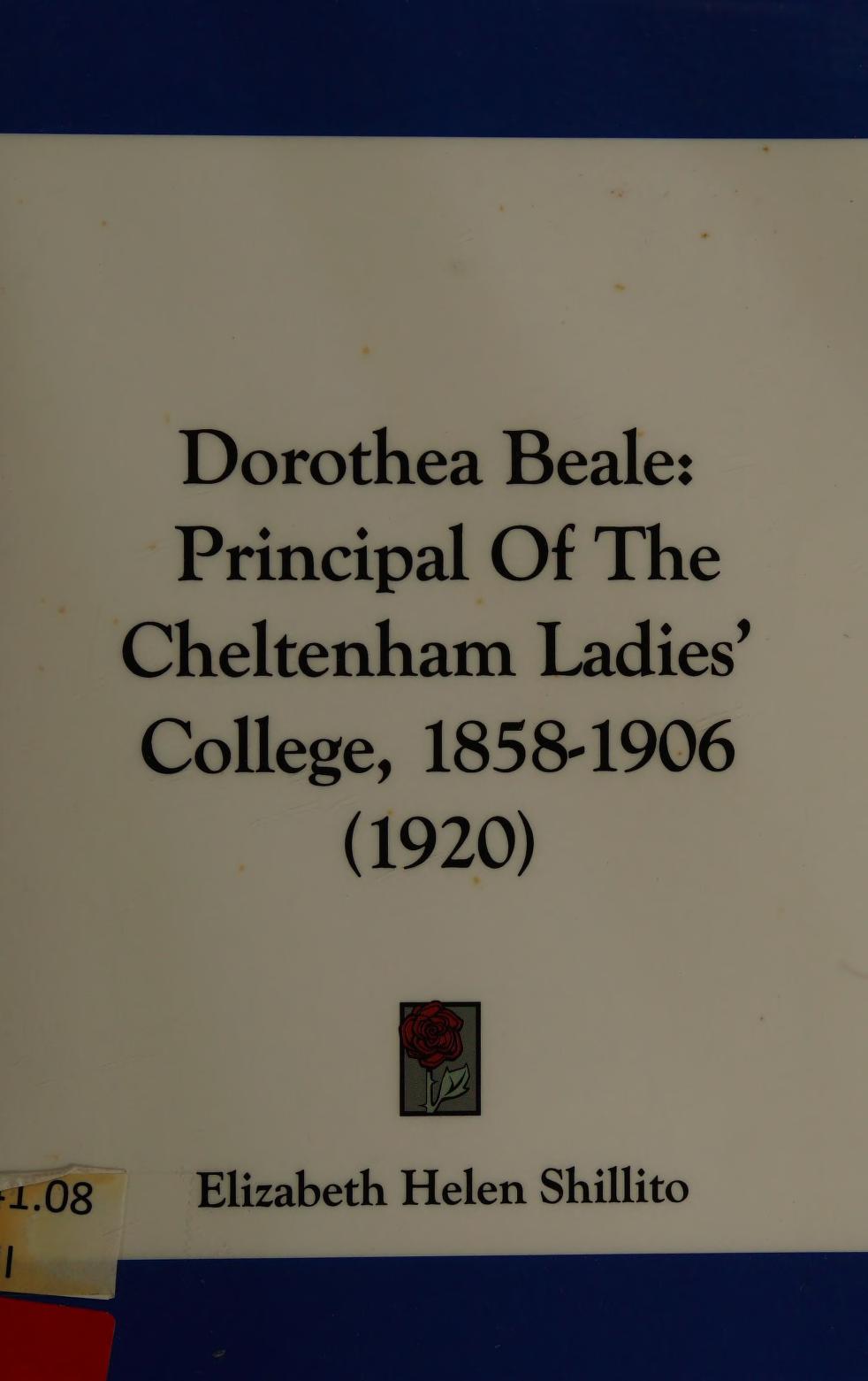 جلد کتاب Dorothea Beale: Principal of the Cheltenham Ladies' College, 1858-1906