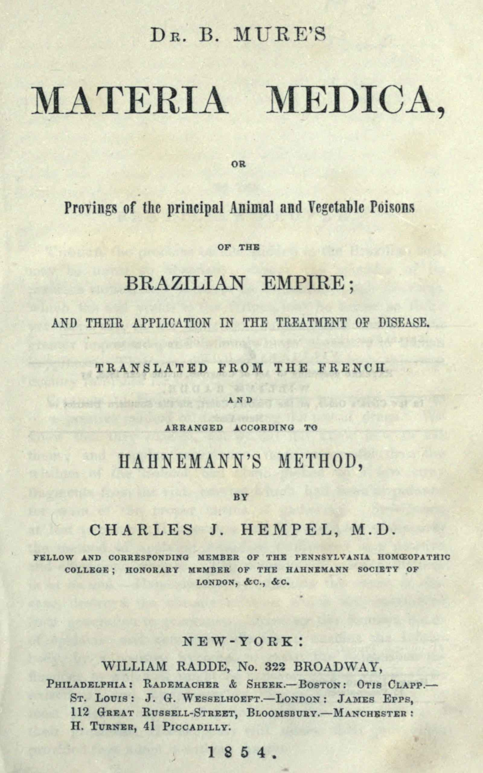 جلد کتاب Dr. B. Mure's materia medica