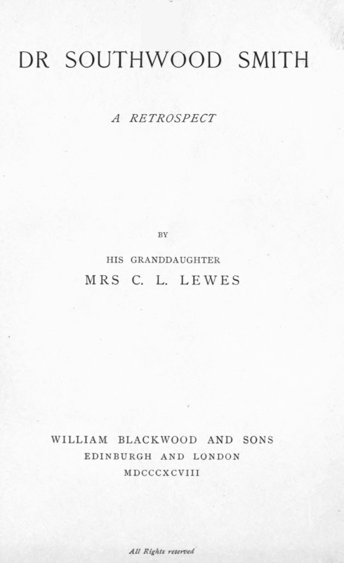 جلد کتاب Dr. Southwood Smith: A Retrospect