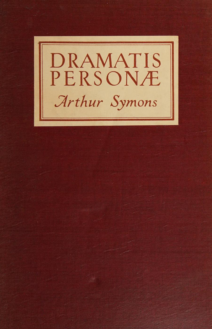 جلد کتاب Dramatis Personæ