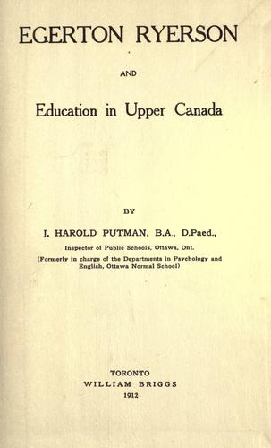 جلد کتاب Egerton Ryerson and Education in Upper Canada