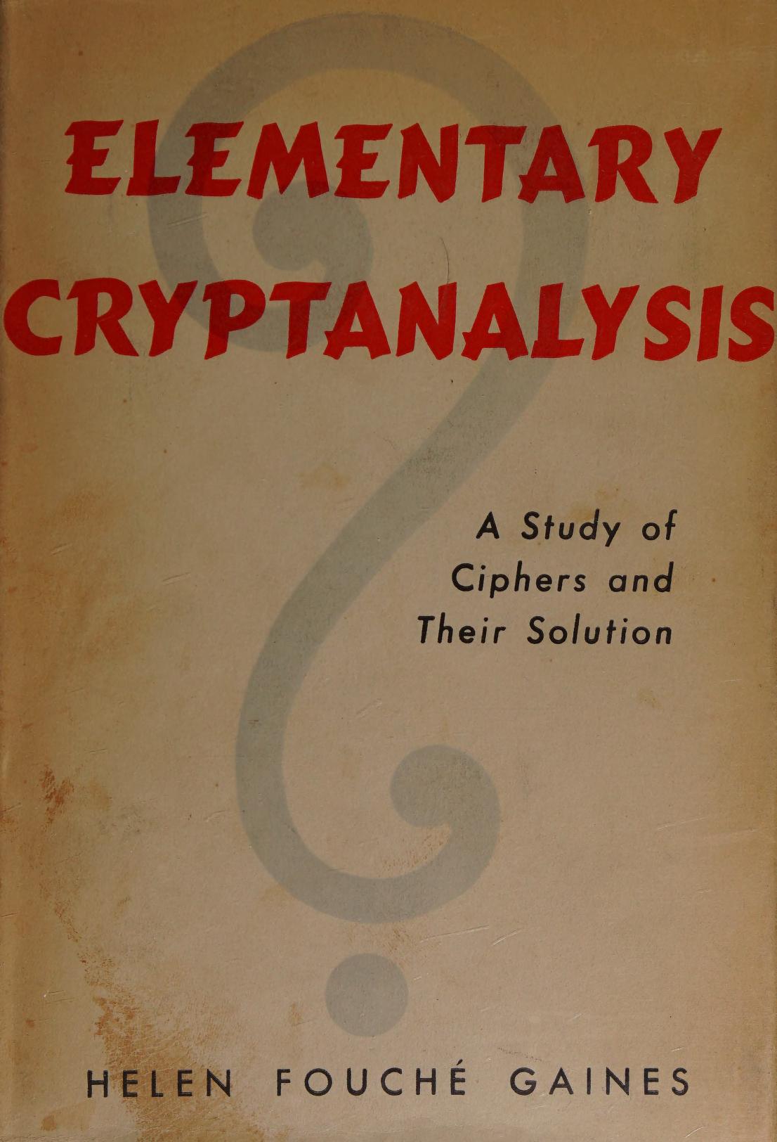 جلد کتاب Elementary Cryptanalysis