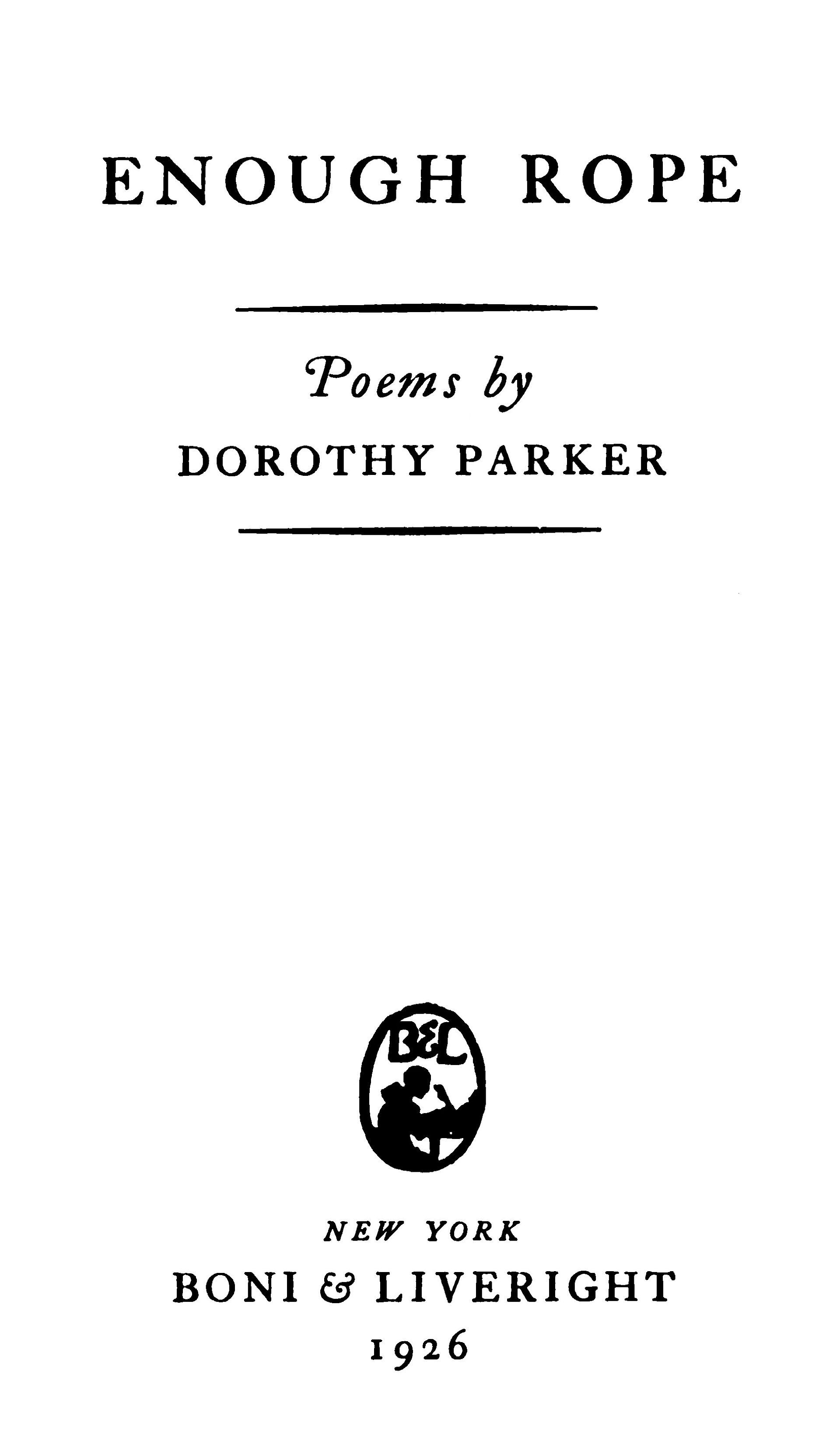 جلد کتاب Enough rope: poems
