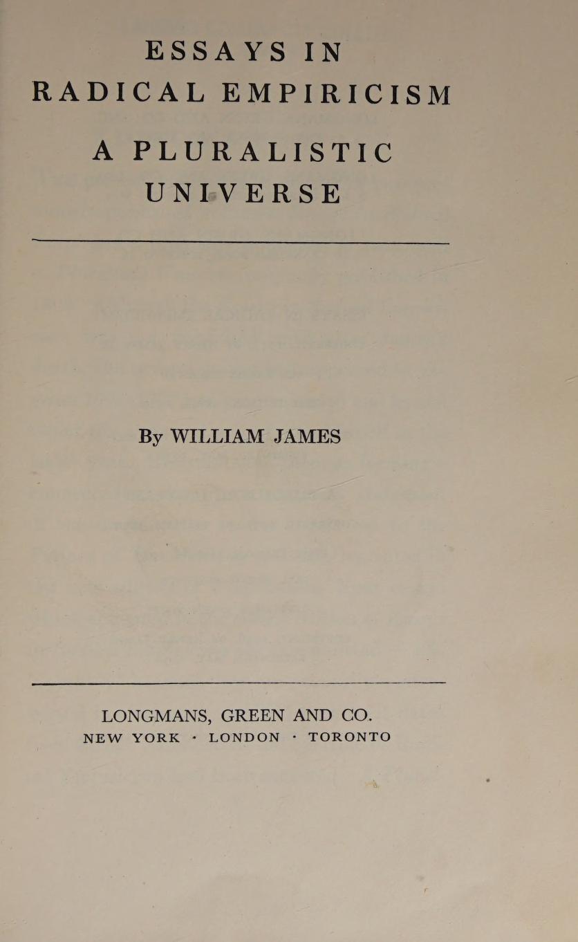 جلد کتاب Essays in Radical Empiricism