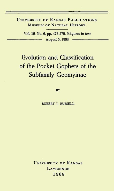 جلد کتاب Evolution and Classification of the Pocket Gophers of the Subfamily Geomyinae