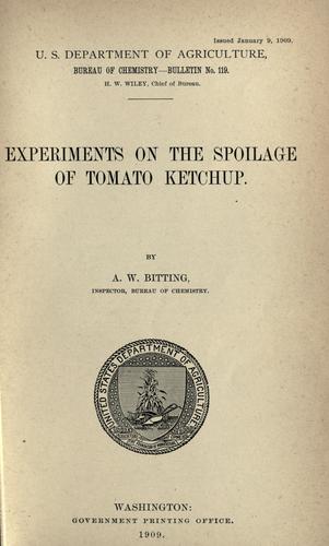 جلد کتاب Experiments on the Spoilage of Tomato Ketchup