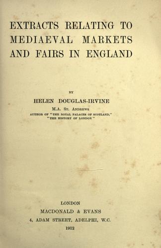 جلد کتاب Extracts Relating to Mediaeval Markets and Fairs in England