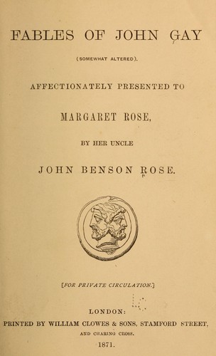جلد کتاب Fables of John Gay (Somewhat Altered)