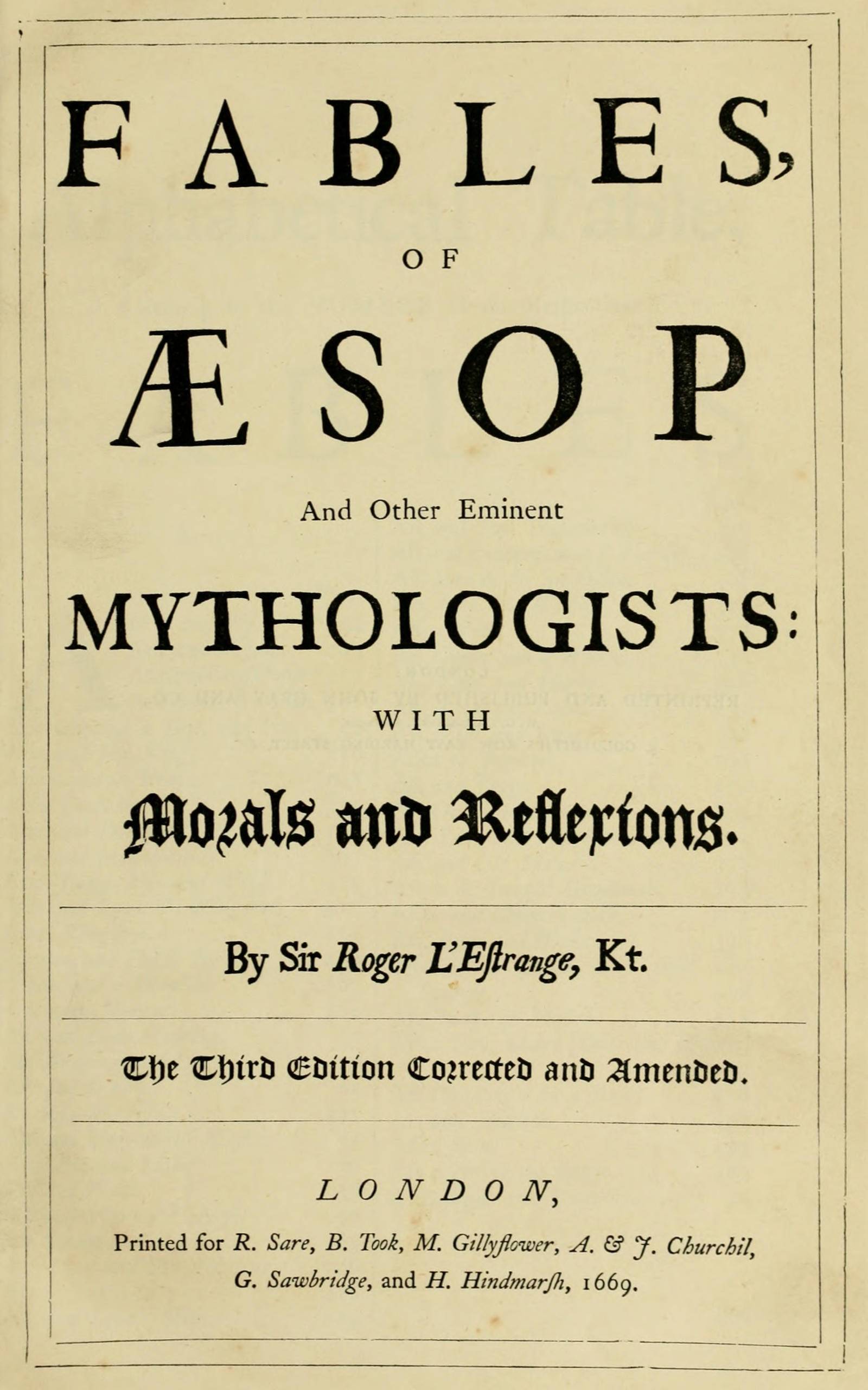 جلد کتاب Fables, of Æsop and Other Eminent Mythologists