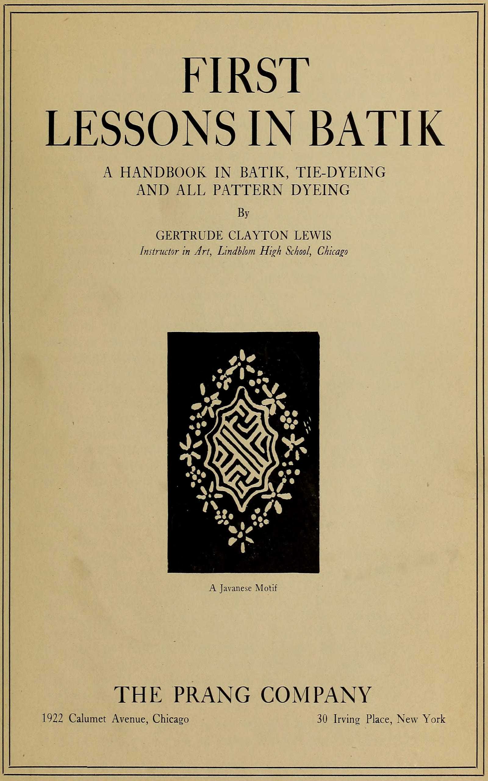 جلد کتاب First Lessons in Batik