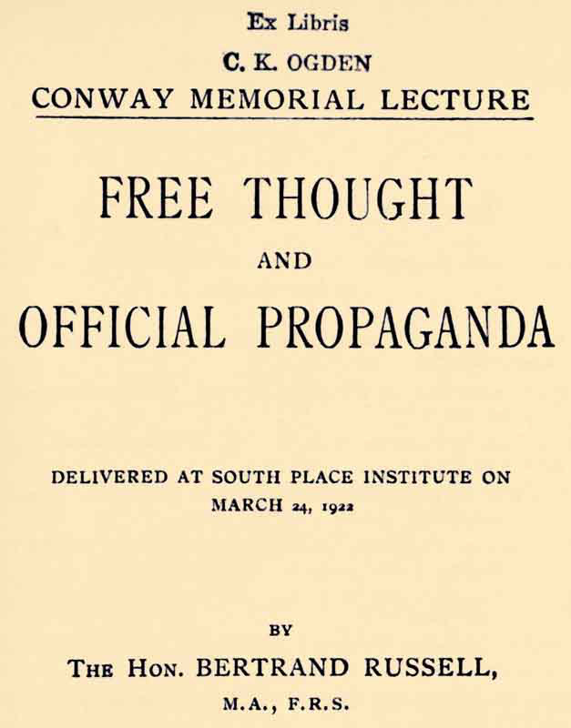 جلد کتاب Free Thought and Official Propaganda