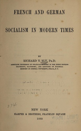 جلد کتاب French and German Socialism in Modern Times
