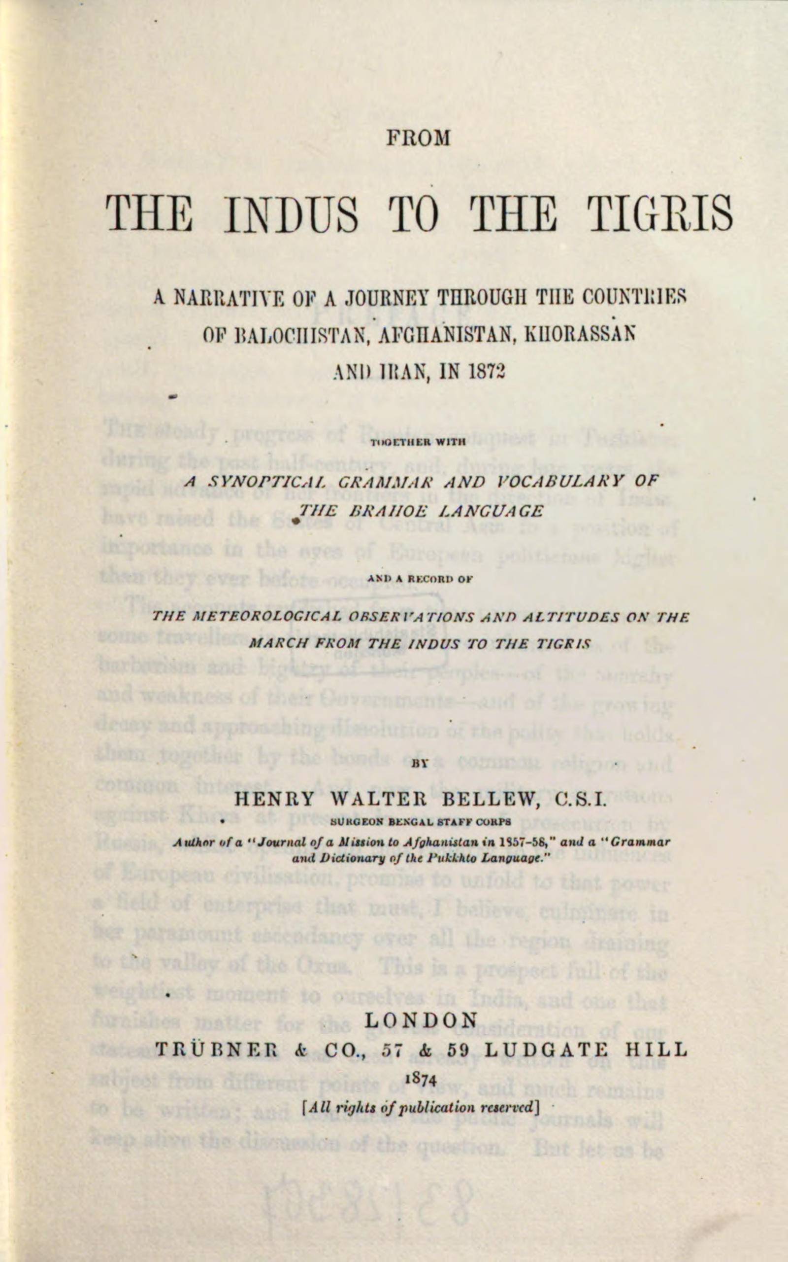 جلد کتاب From the Indus to the Tigris