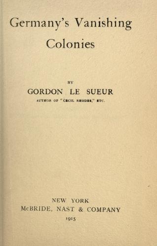 جلد کتاب Germany's Vanishing Colonies