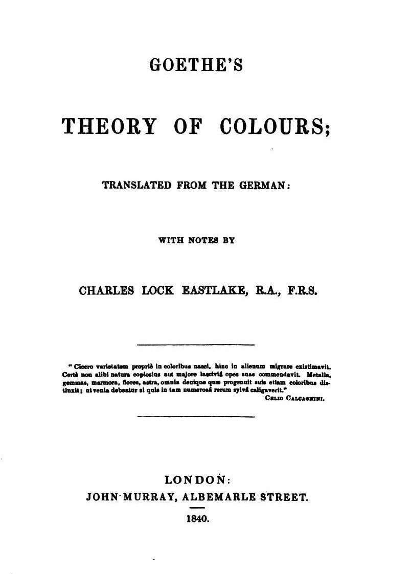 جلد کتاب Goethe's Theory of Colours