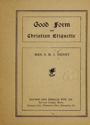 جلد کتاب Good Form and Christian Etiquette