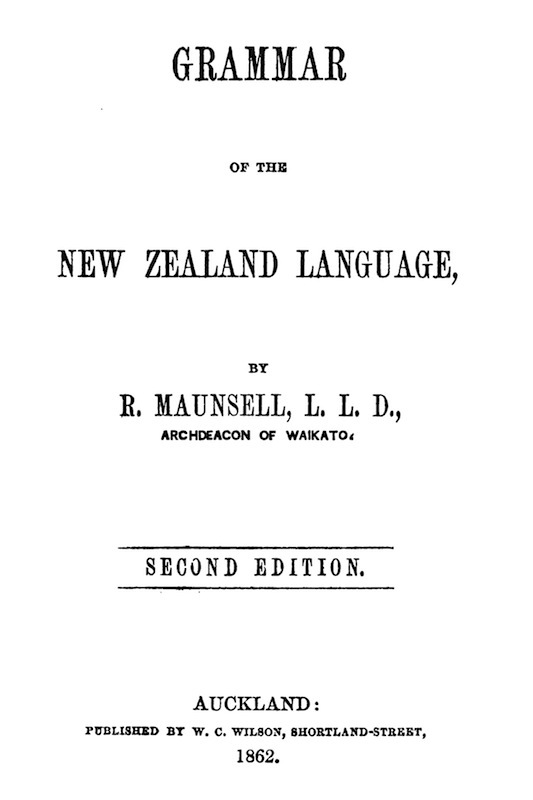 جلد کتاب Grammar of the New Zealand language (2nd edition)