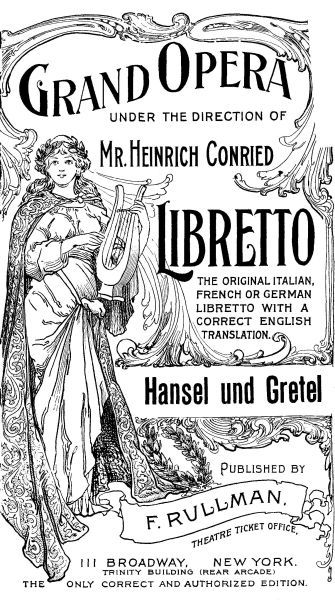 جلد کتاب Hänsel and Gretel: A Fairy Opera in Three Acts