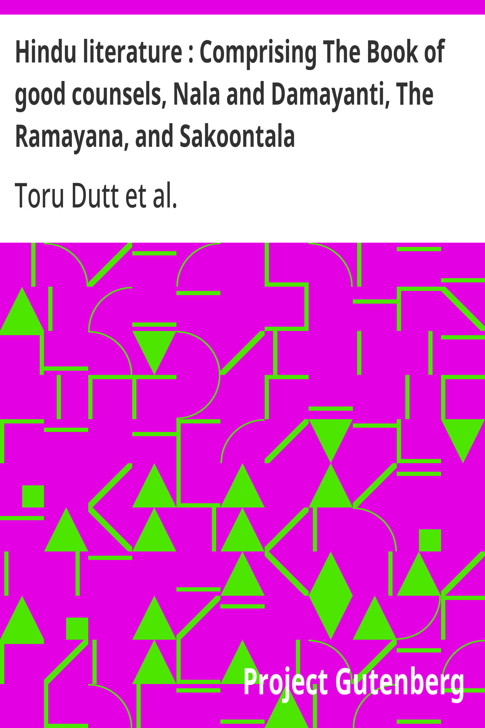 جلد کتاب Hindu Literature: The Book of Good Counsels, Nala and Damayanti, The Ramayana, Sakoontala
