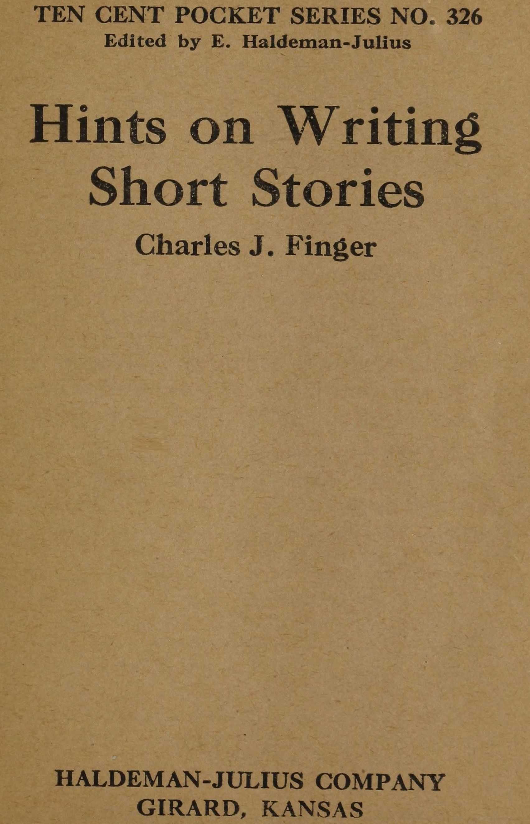 جلد کتاب Hints on Writing Short Stories
