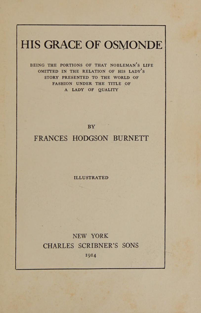 جلد کتاب His Grace of Osmonde