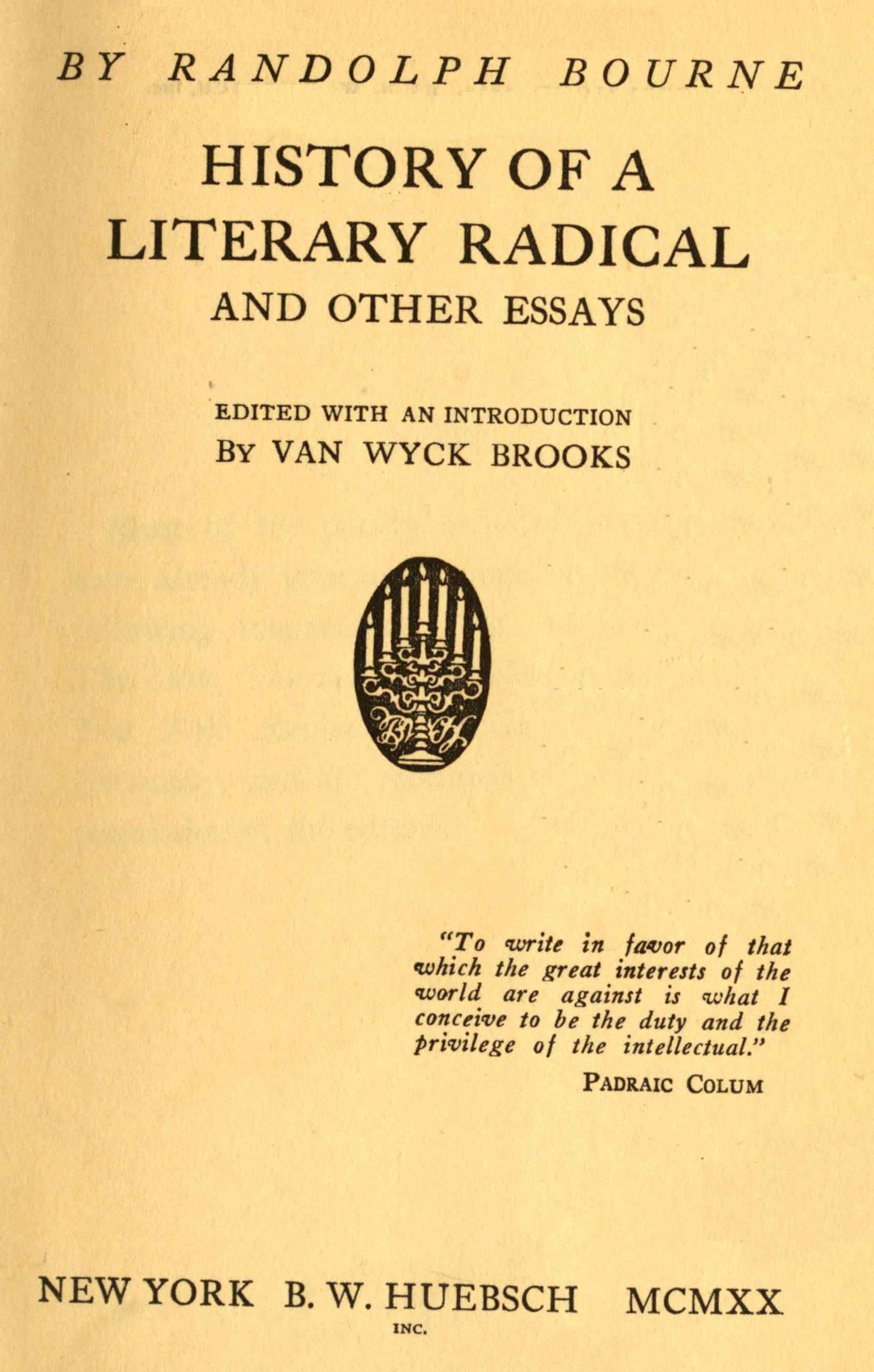 جلد کتاب History of a Literary Radical, and Other Essays