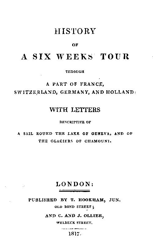 جلد کتاب History of a Six Weeks' Tour