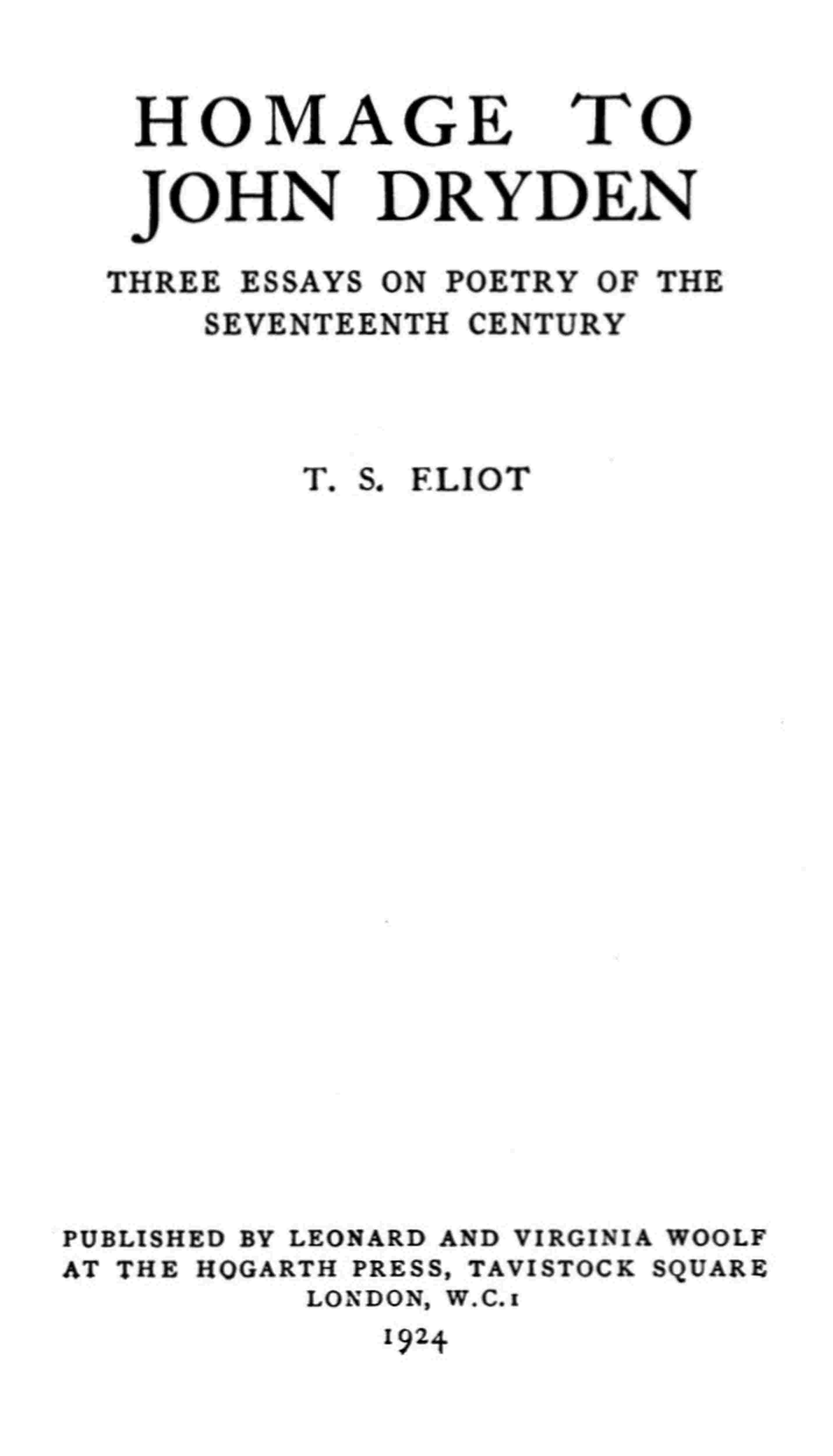 جلد کتاب Homage to John Dryden