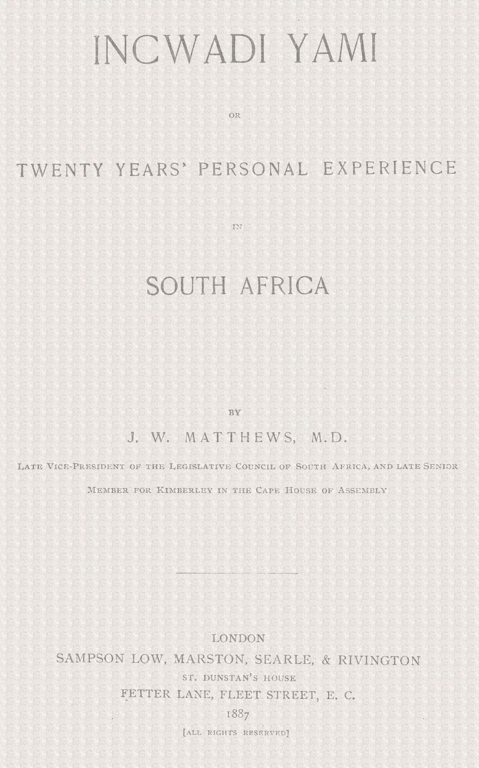 جلد کتاب Incwadi Yami; or, twenty years' personal experience in South Africa