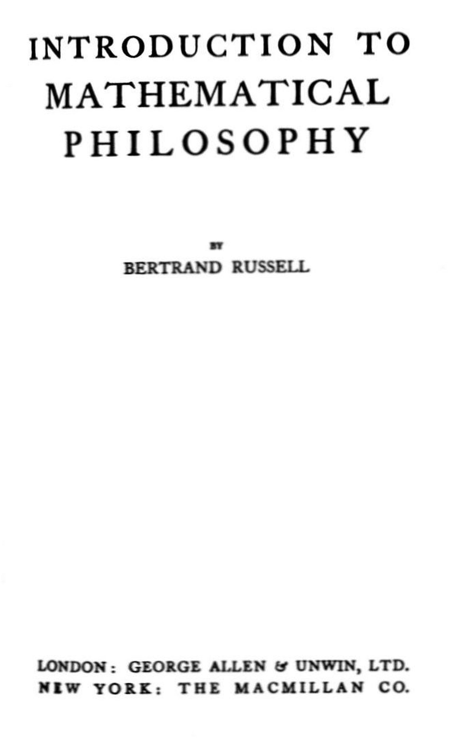 جلد کتاب Introduction to Mathematical Philosophy