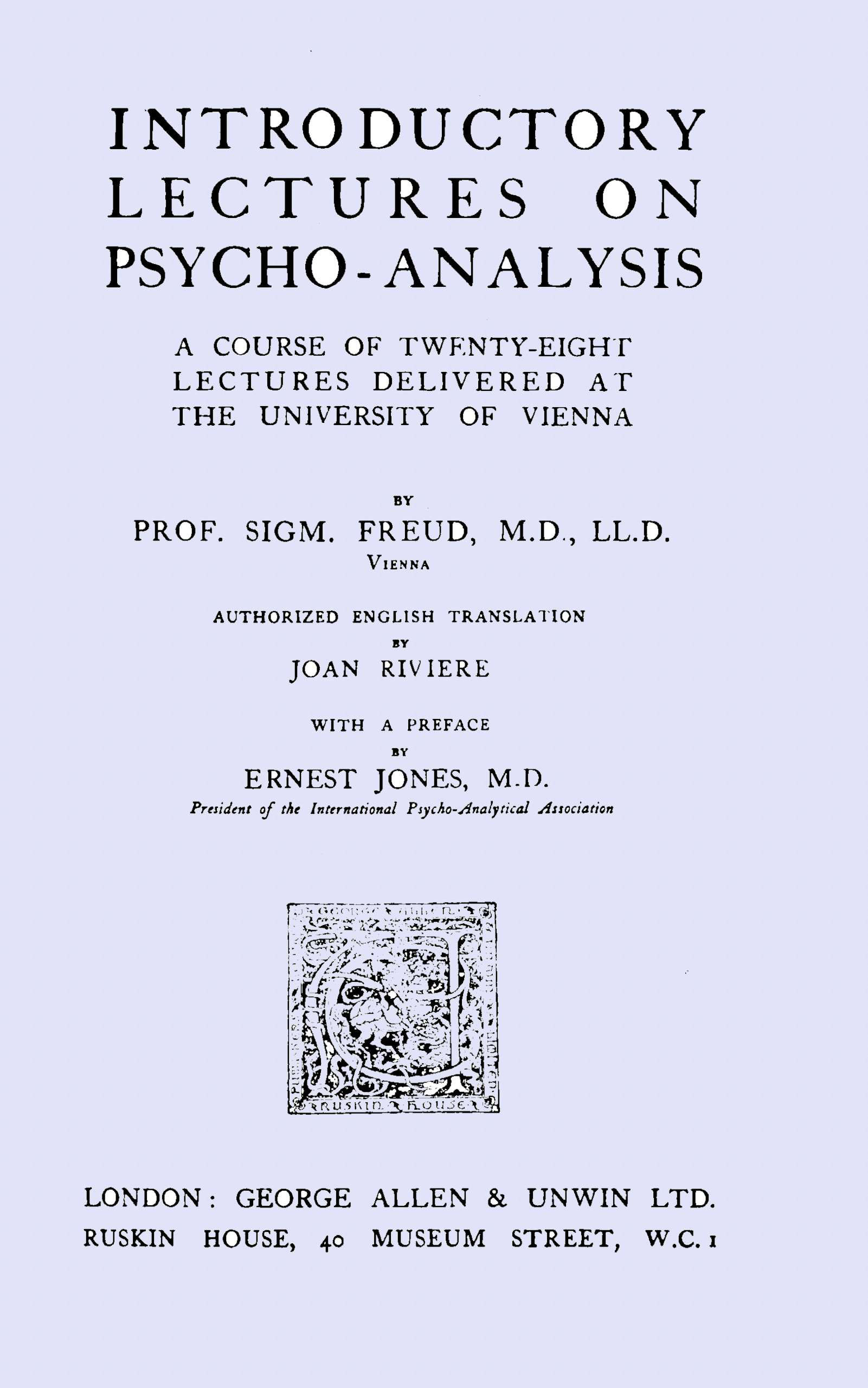 جلد کتاب Introductory Lectures on Psycho-Analysis