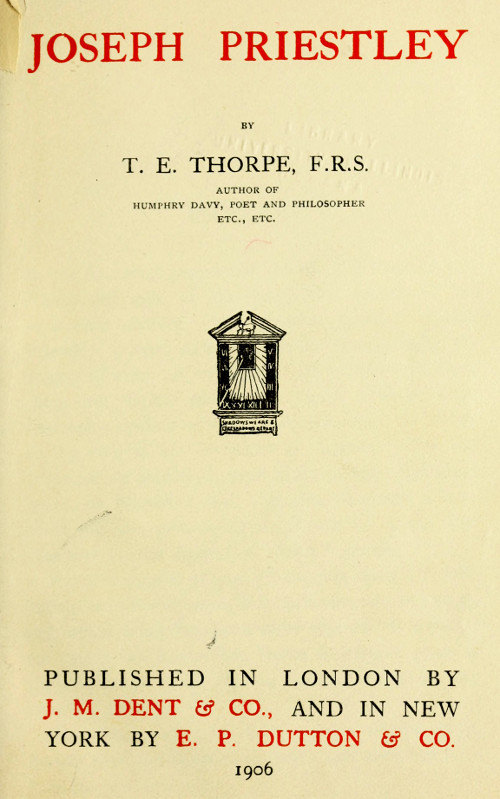 جلد کتاب Joseph Priestley