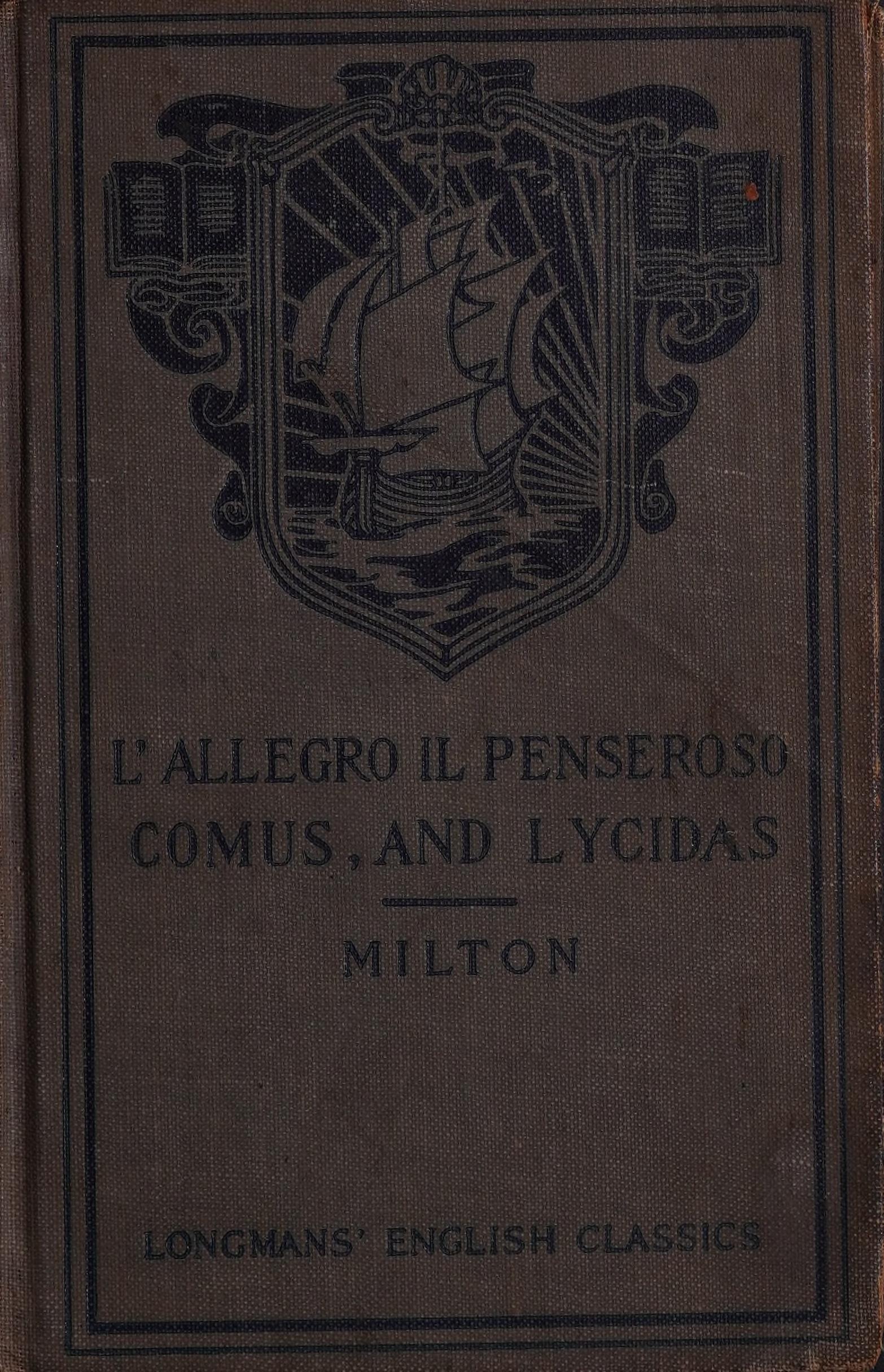 جلد کتاب L'Allegro, Il Penseroso, Comus, and Lycidas