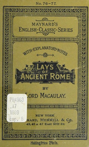 جلد کتاب Lays of Ancient Rome