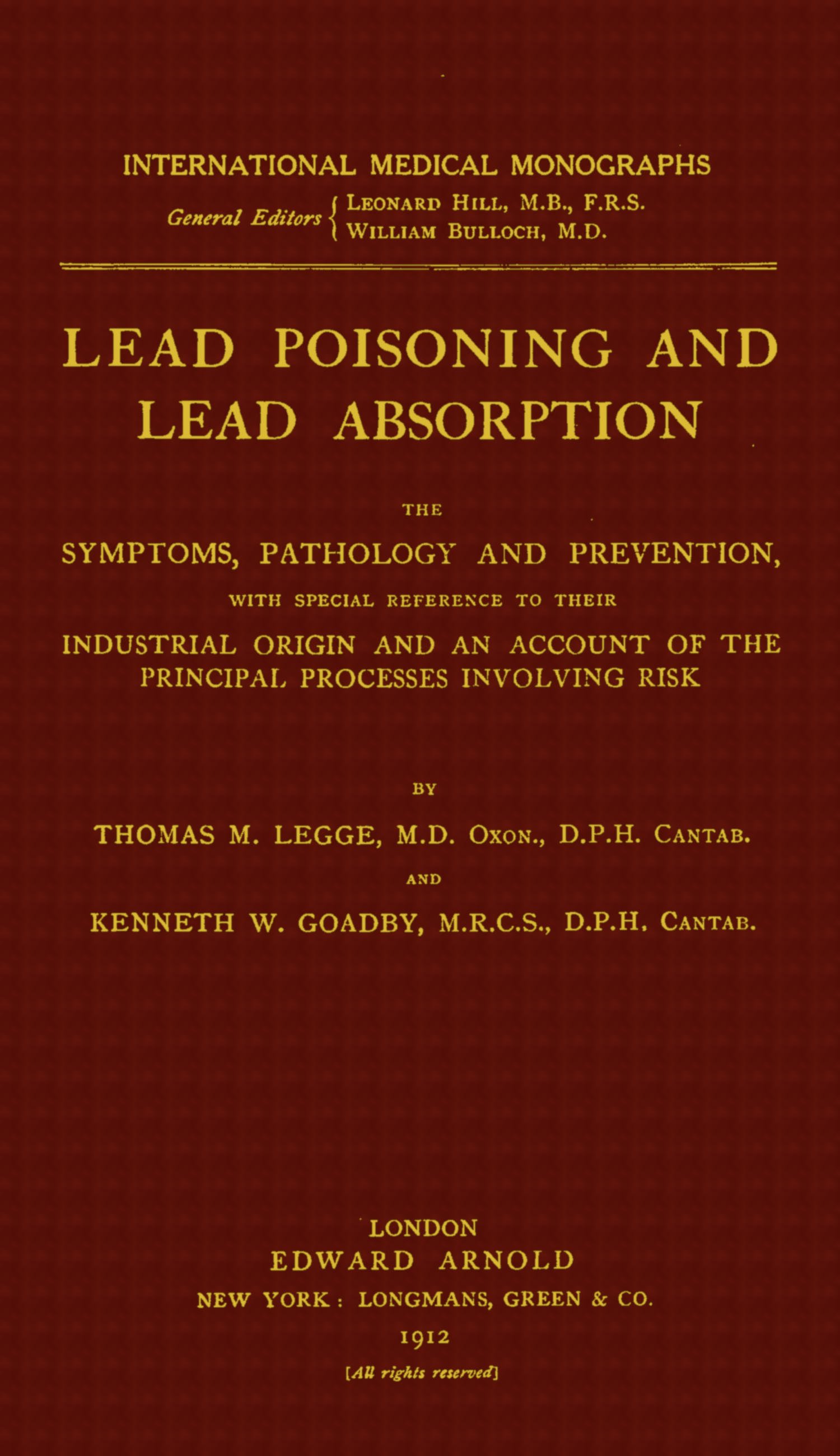 جلد کتاب Lead poisoning and lead absorption