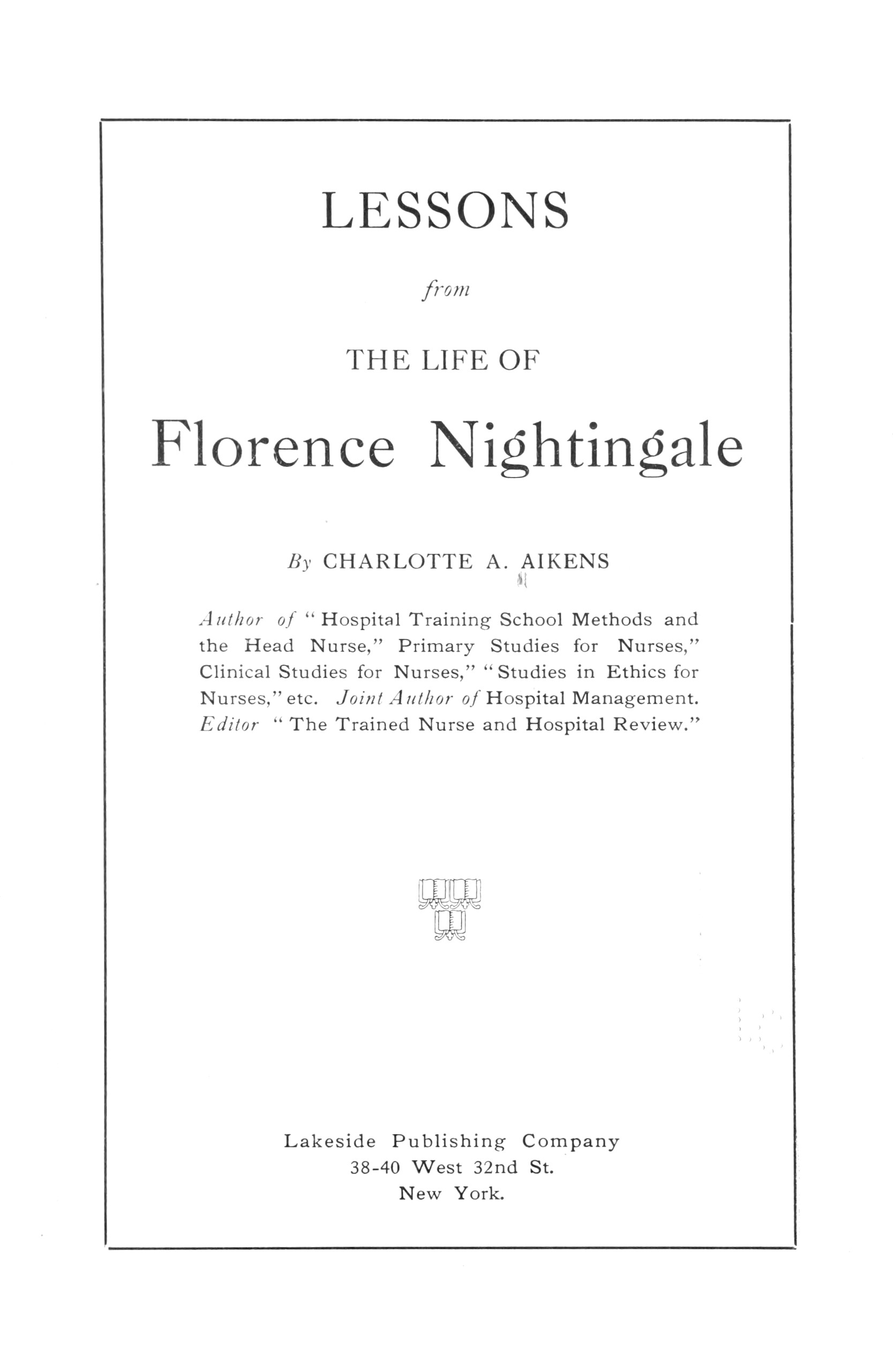 جلد کتاب Lessons from the life of Florence Nightingale