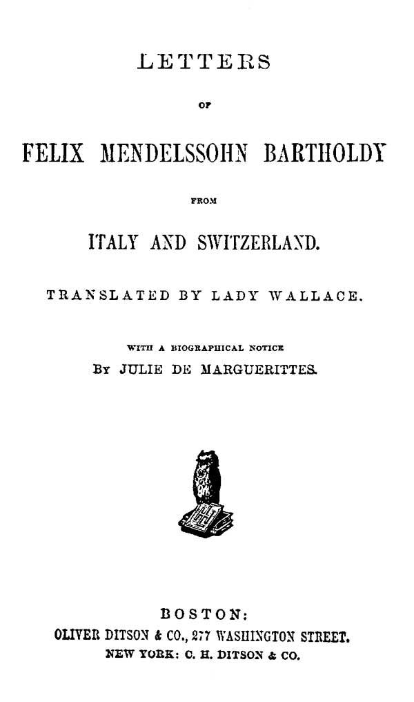 جلد کتاب Letters of Felix Mendelssohn Bartholdy from Italy and Switzerland