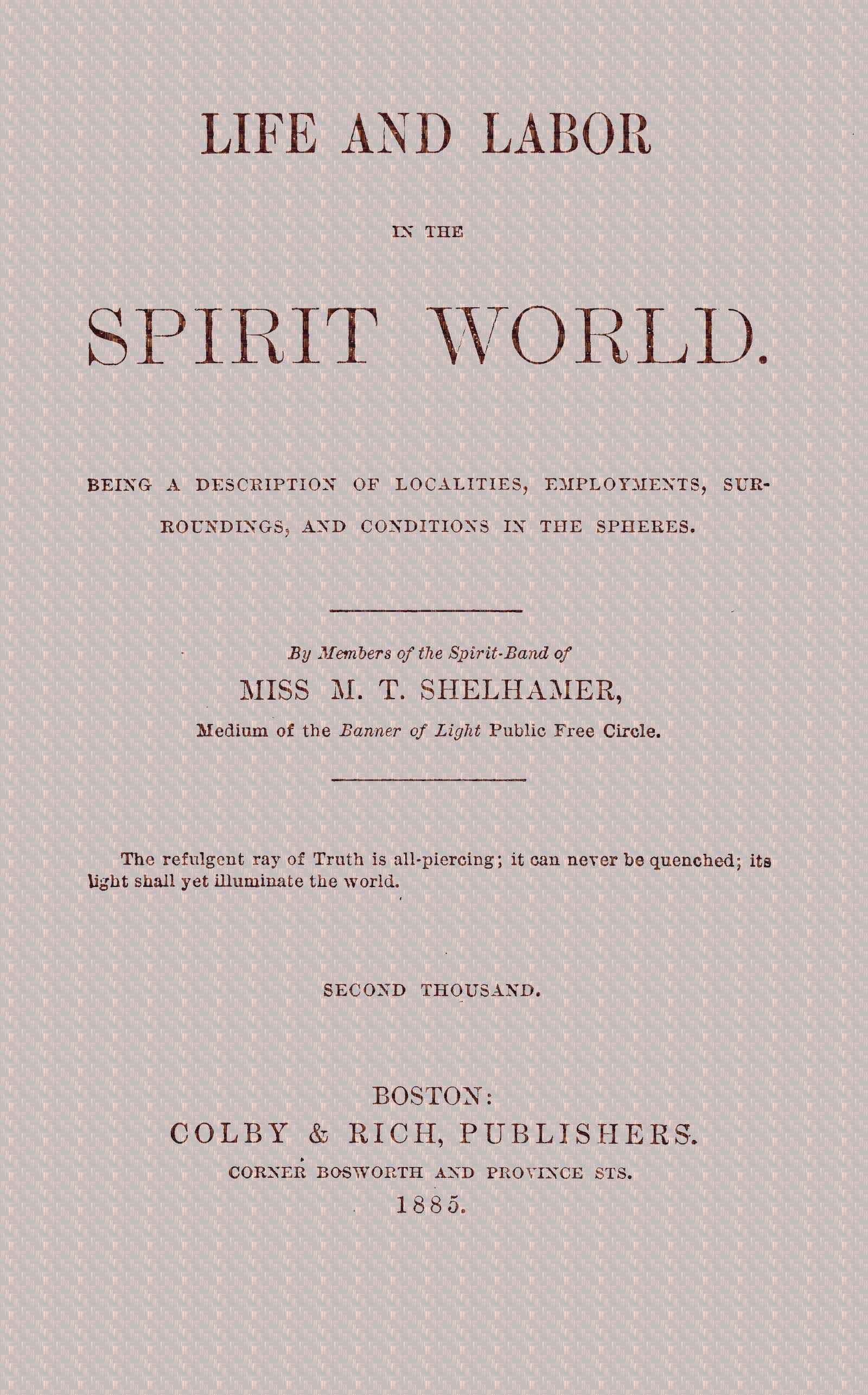 جلد کتاب Life and Labor in the Spirit World