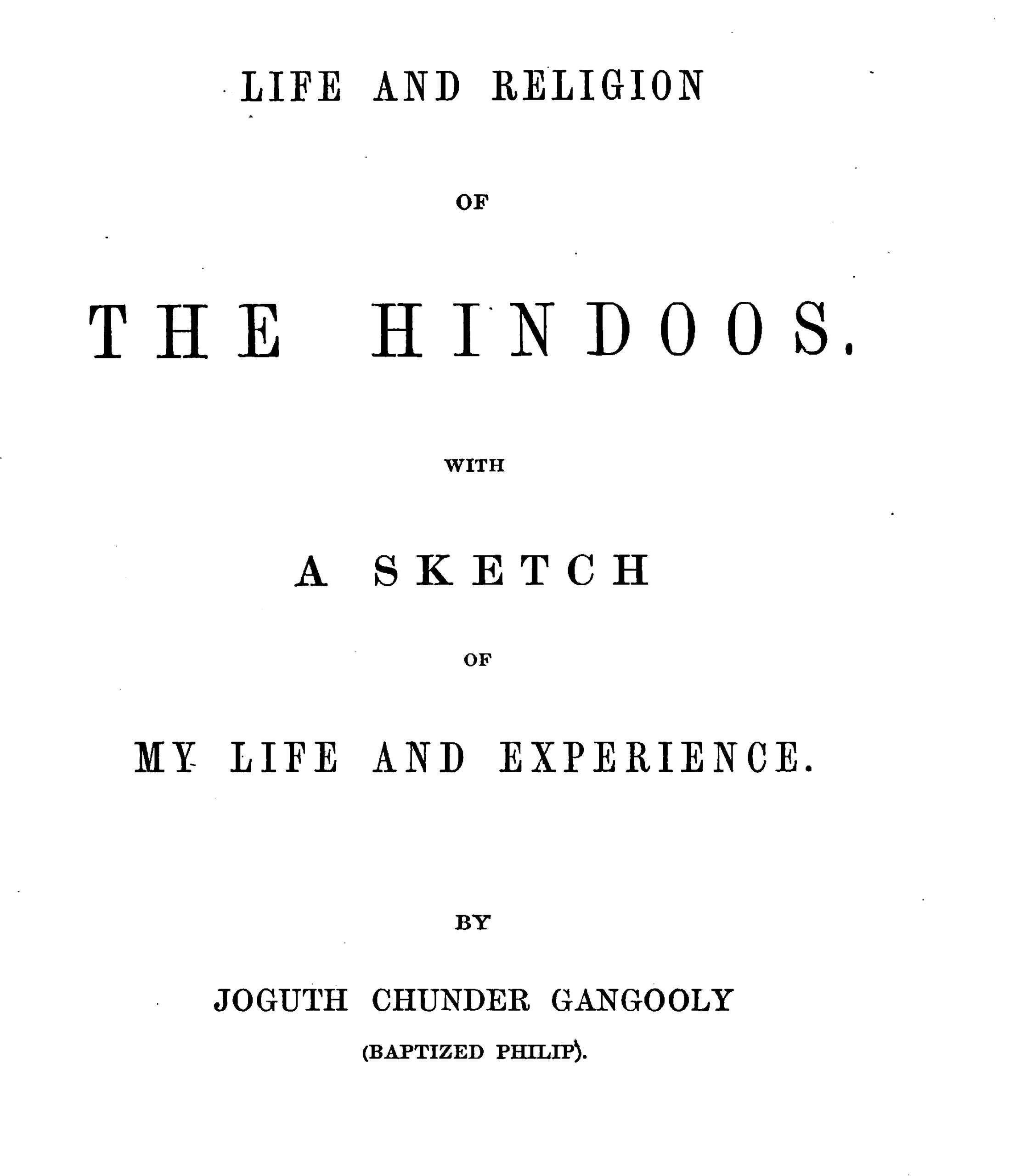 جلد کتاب Life and Religion of the Hindoos