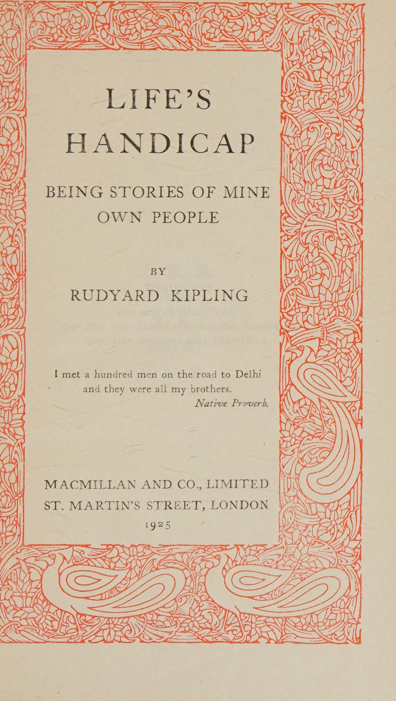 جلد کتاب Life's Handicap: Being Stories of Mine Own People